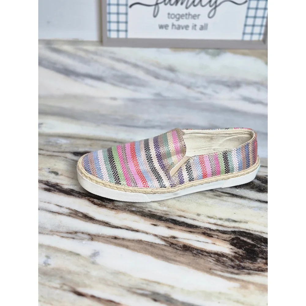Jack Rogers Tucker 8M Multi Color Striped Woven Espadrille Slip On Sneakers